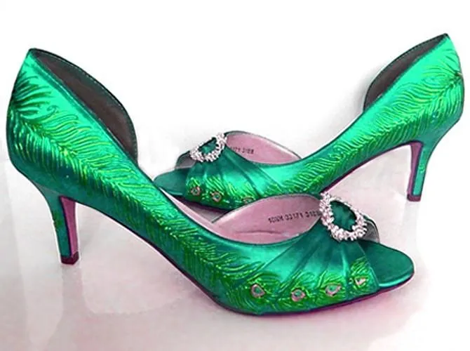 1920's style inspired peacock bridal shoes, Model "Rebekah" - SOLD OUT