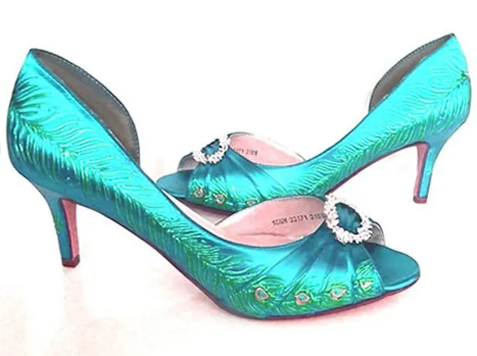 1920's style inspired peacock bridal shoes, Model "Rebekah" - SOLD OUT