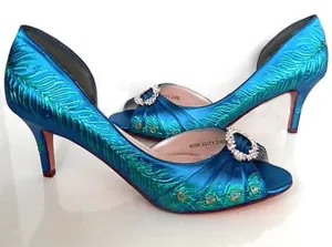 1920's style inspired peacock bridal shoes, Model "Rebekah" - SOLD OUT