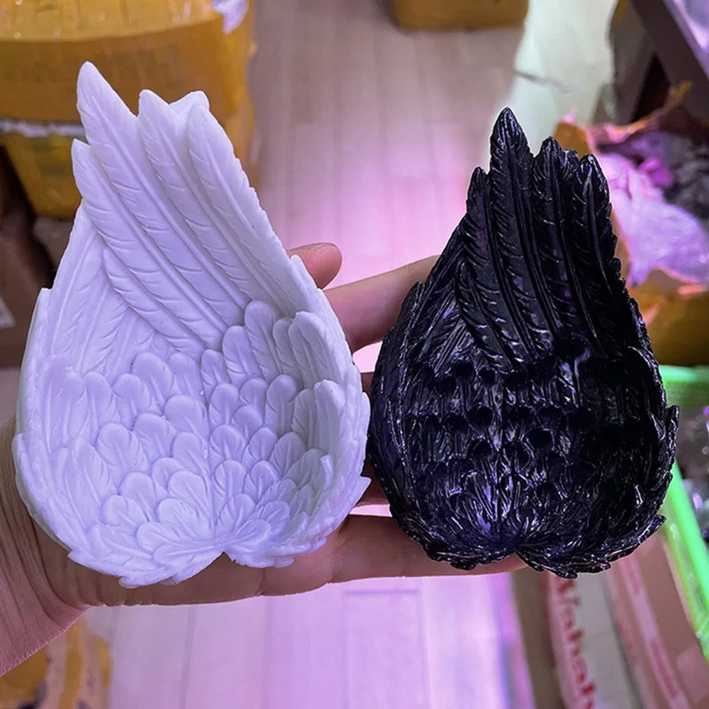 1pc White Resin Crystal Ball Base Feather Wing Crafts Ornaments Basket Desktop Home Decoration Gifts