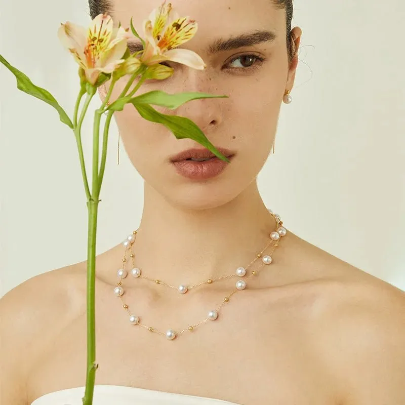 Akoya Pearl 18K Gold Baby's Breath Necklace