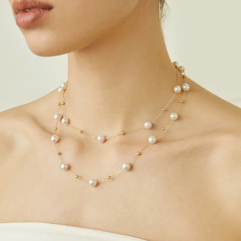 Akoya Pearl 18K Gold Baby's Breath Necklace