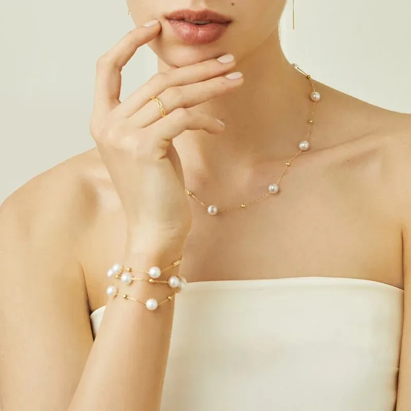 Akoya Pearl 18K Gold Baby's Breath Necklace
