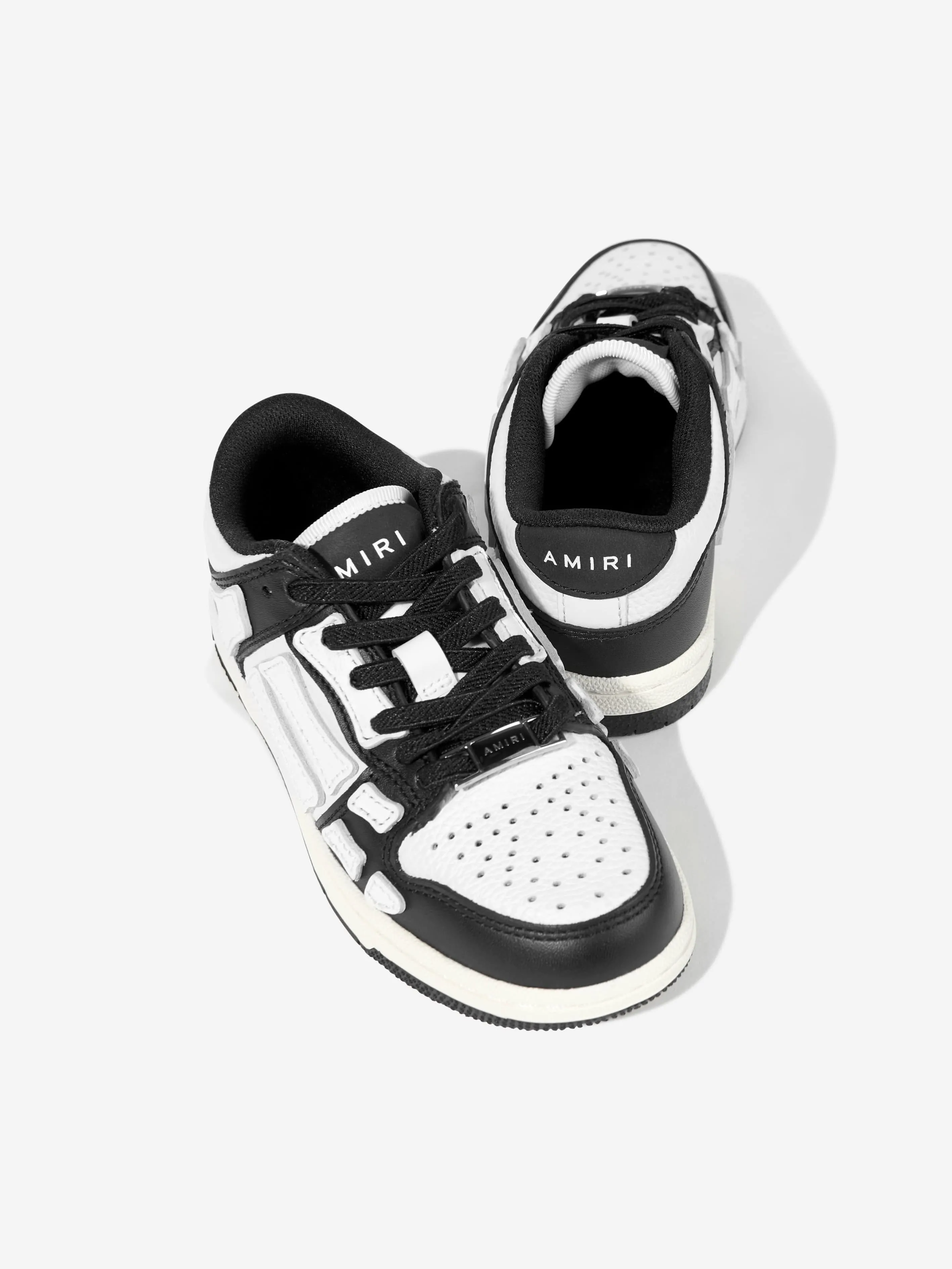 Amiri Kids Leather Skel Top Low Trainers in Black