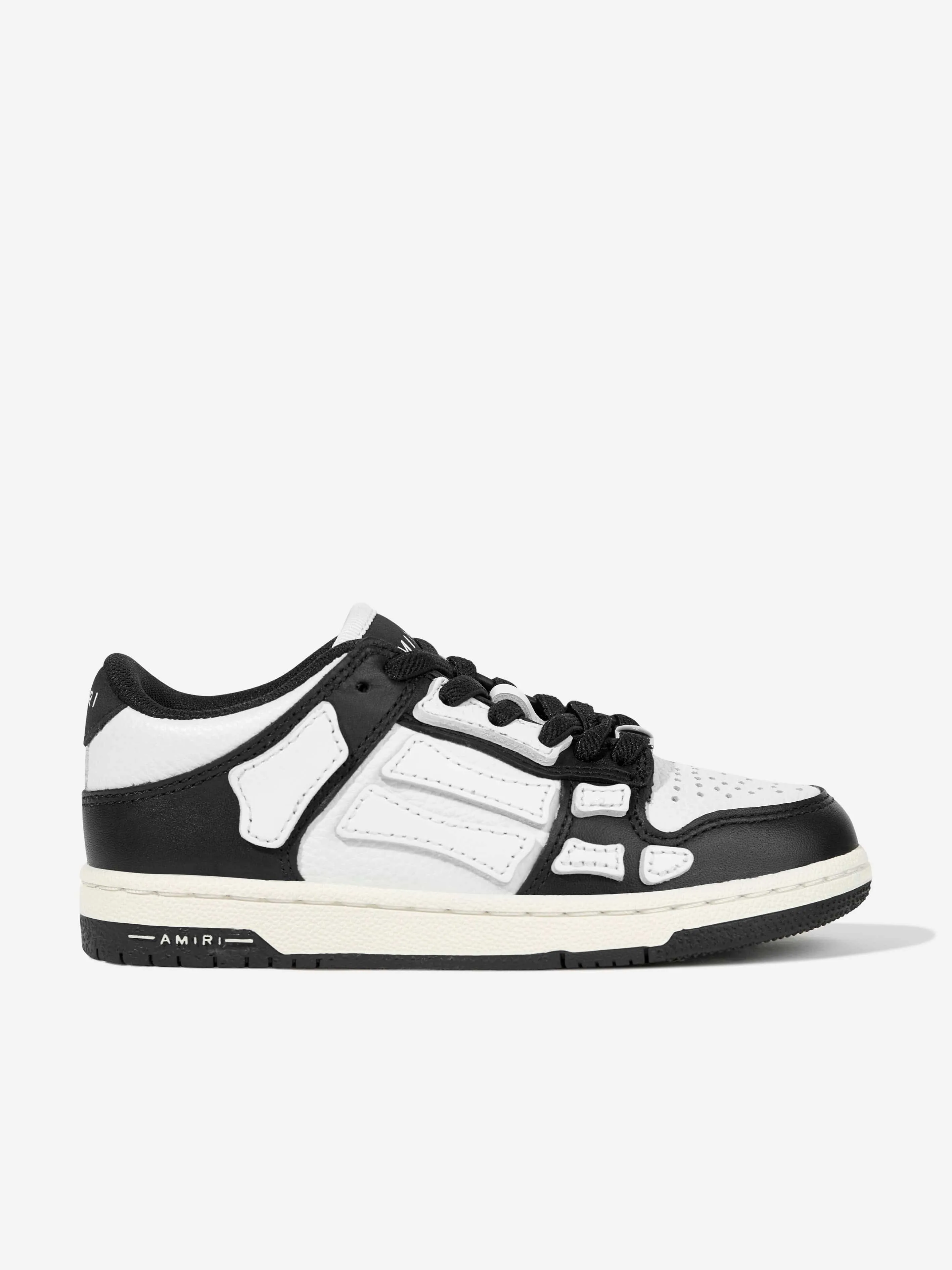 Amiri Kids Leather Skel Top Low Trainers in Black