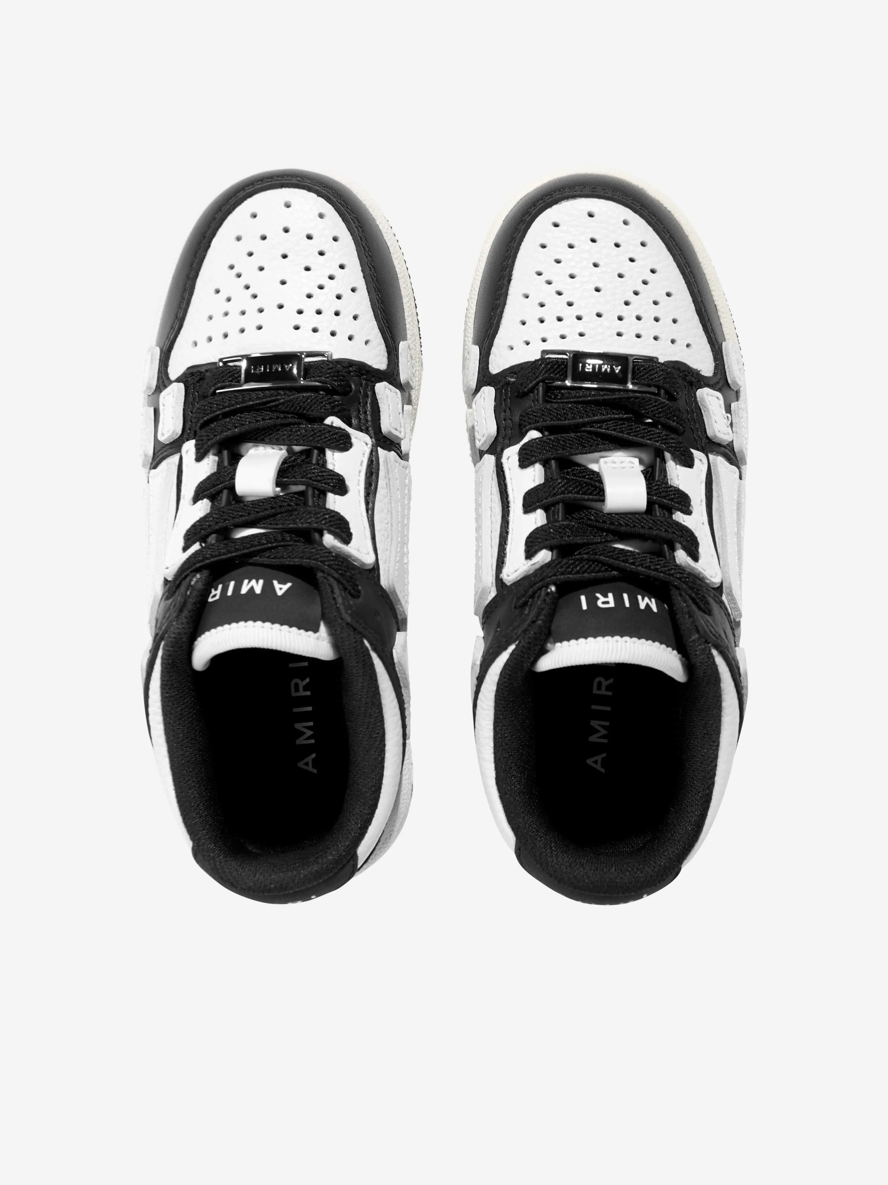 Amiri Kids Leather Skel Top Low Trainers in Black