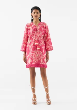 Areca palm bell sleeves dress
