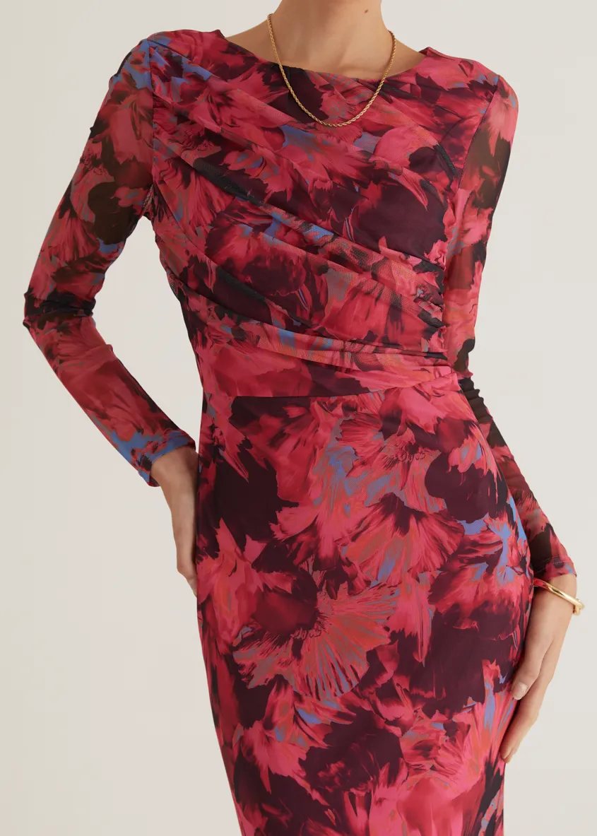 Ashville Mesh Maxi Dress - Pink Floral