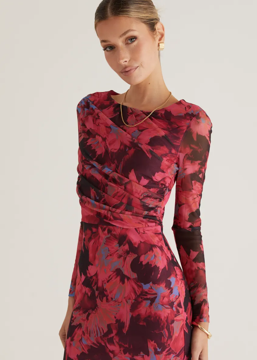 Ashville Mesh Maxi Dress - Pink Floral