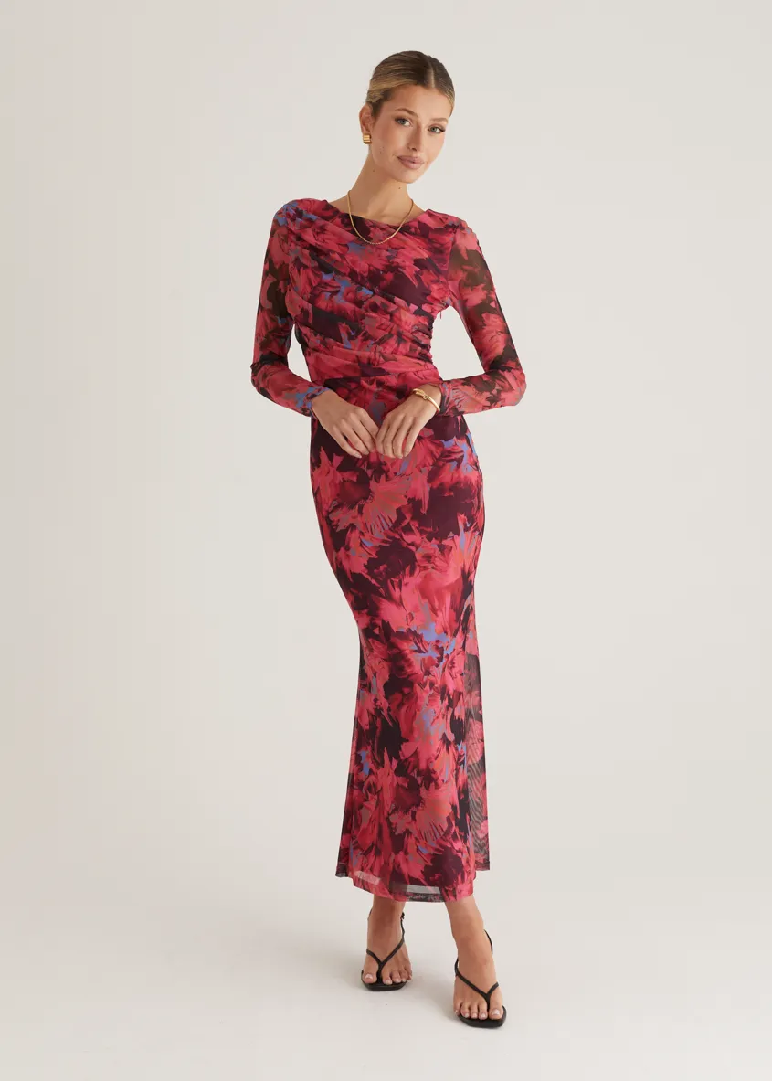 Ashville Mesh Maxi Dress - Pink Floral