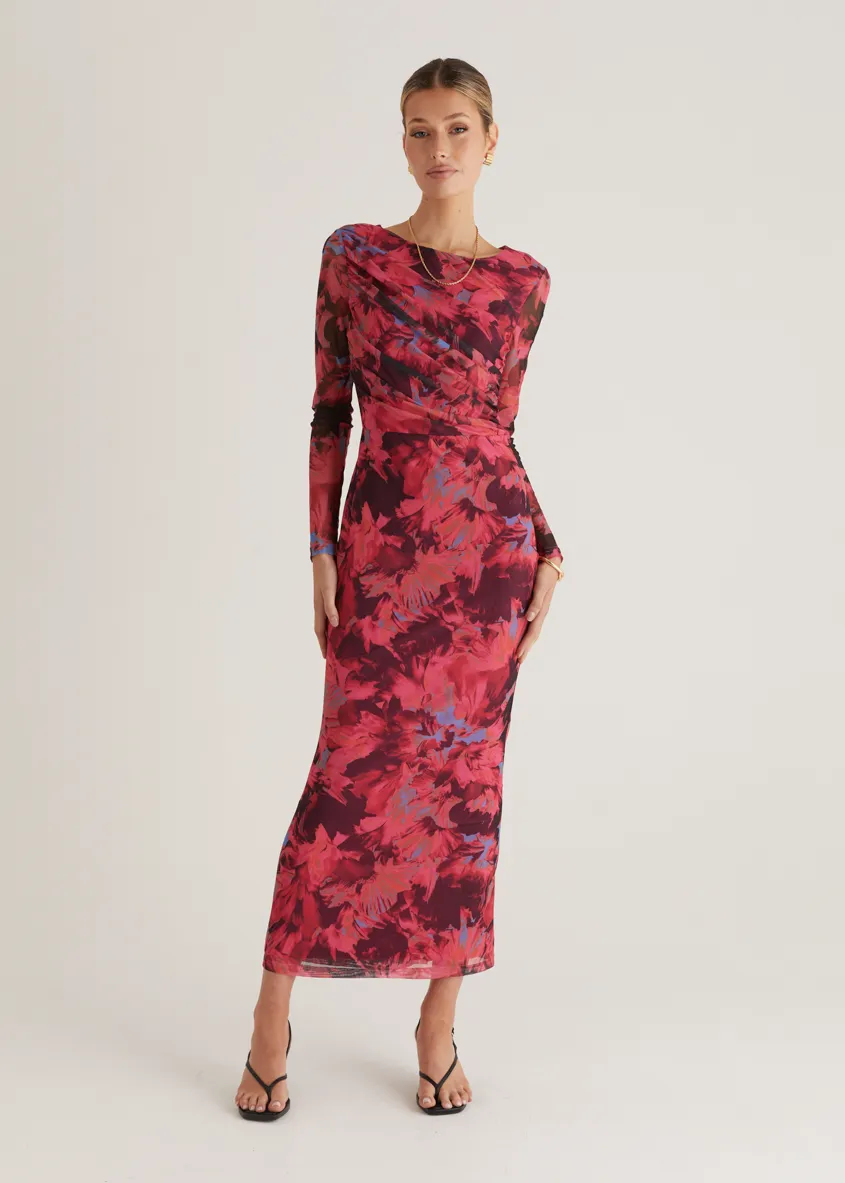 Ashville Mesh Maxi Dress - Pink Floral