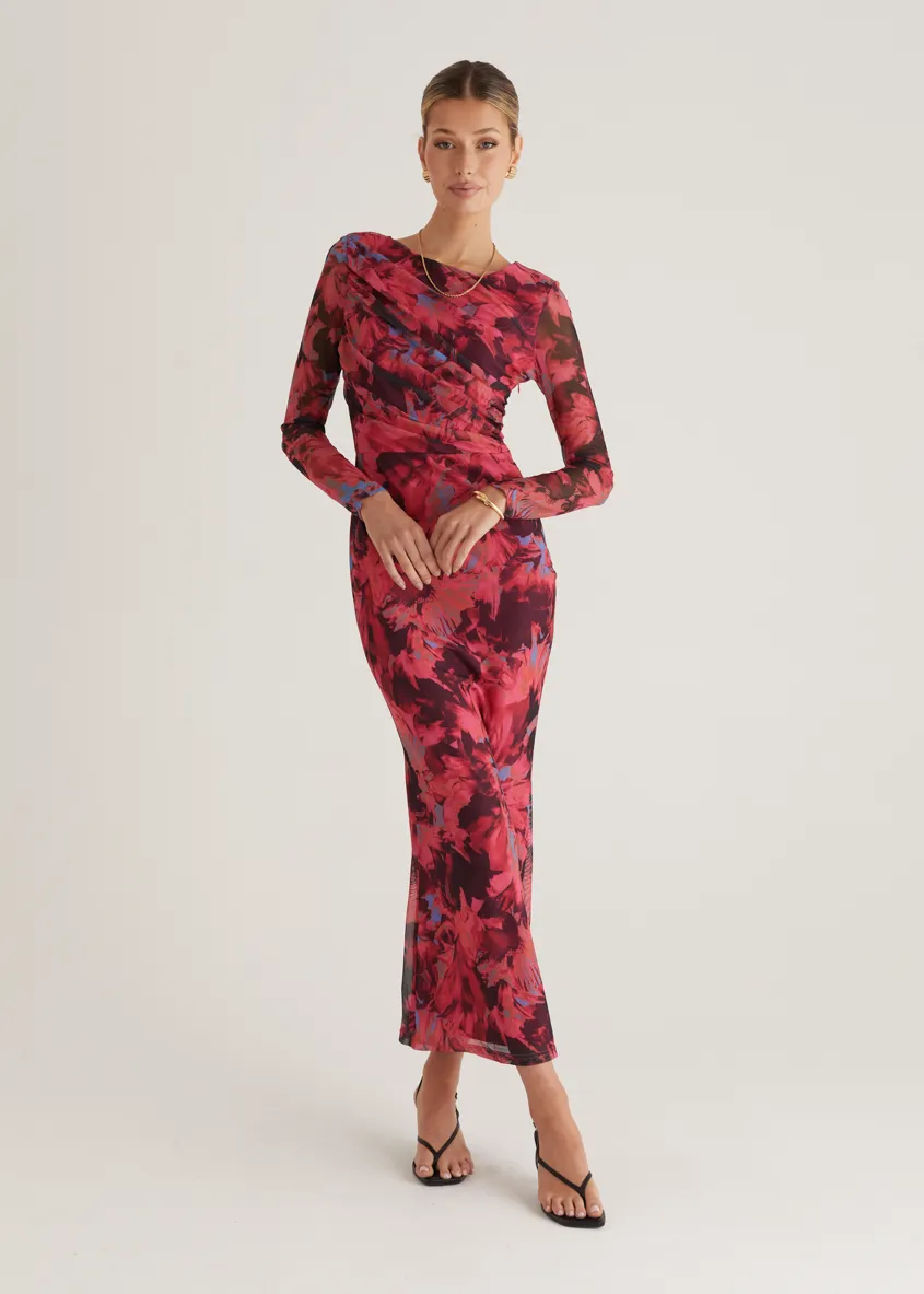 Ashville Mesh Maxi Dress - Pink Floral