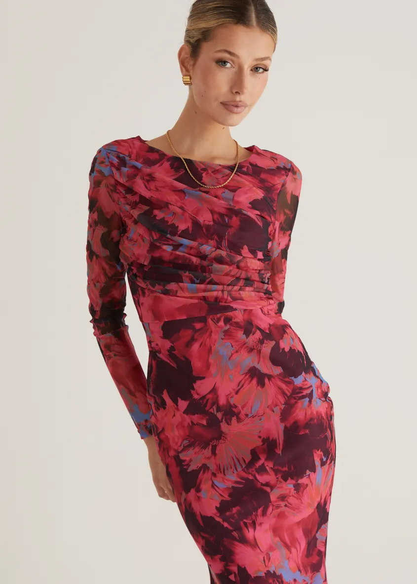 Ashville Mesh Maxi Dress - Pink Floral