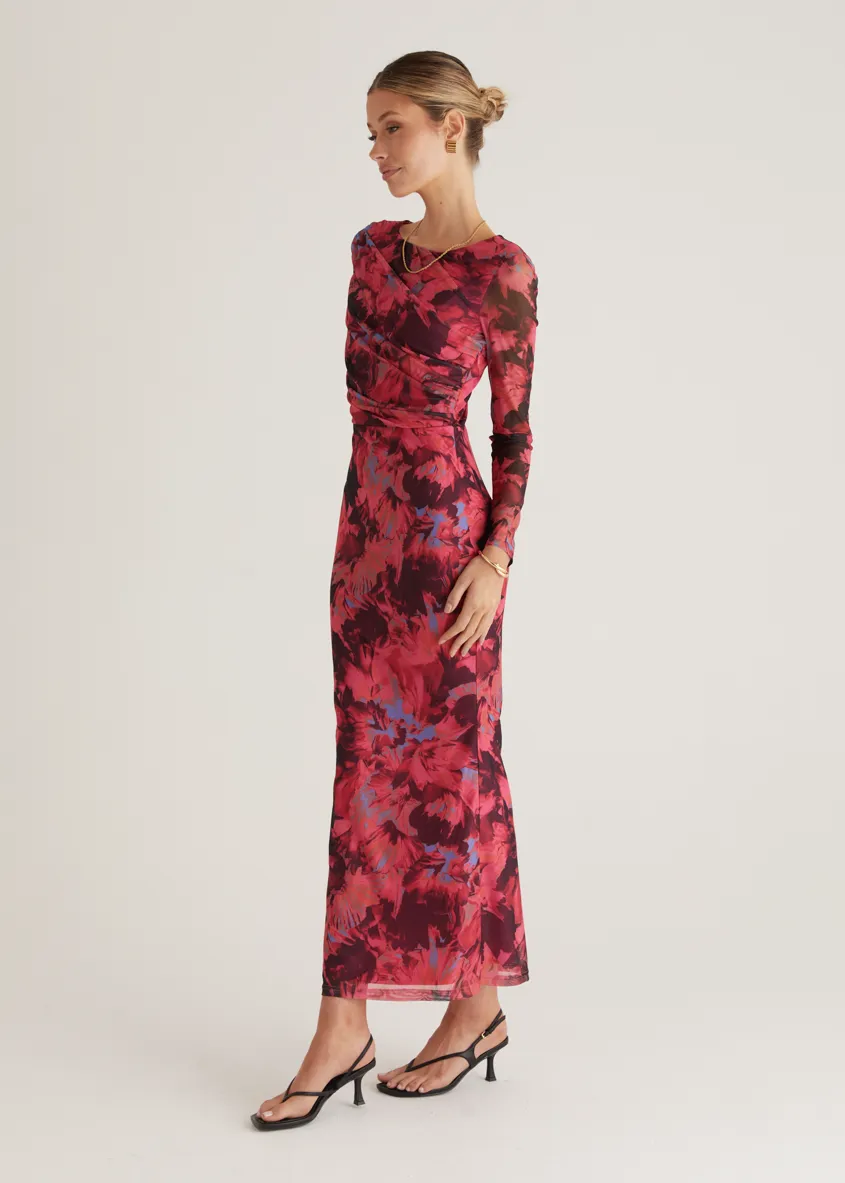 Ashville Mesh Maxi Dress - Pink Floral