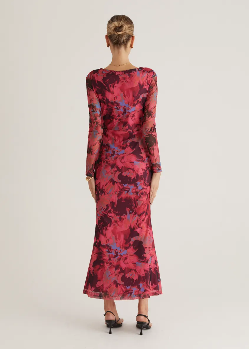 Ashville Mesh Maxi Dress - Pink Floral