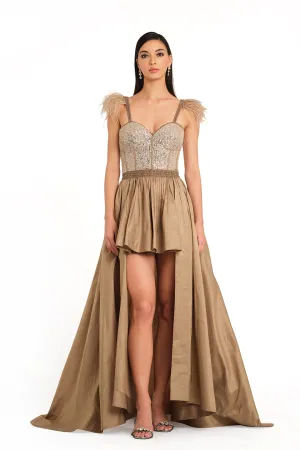 Beige embroidered gown