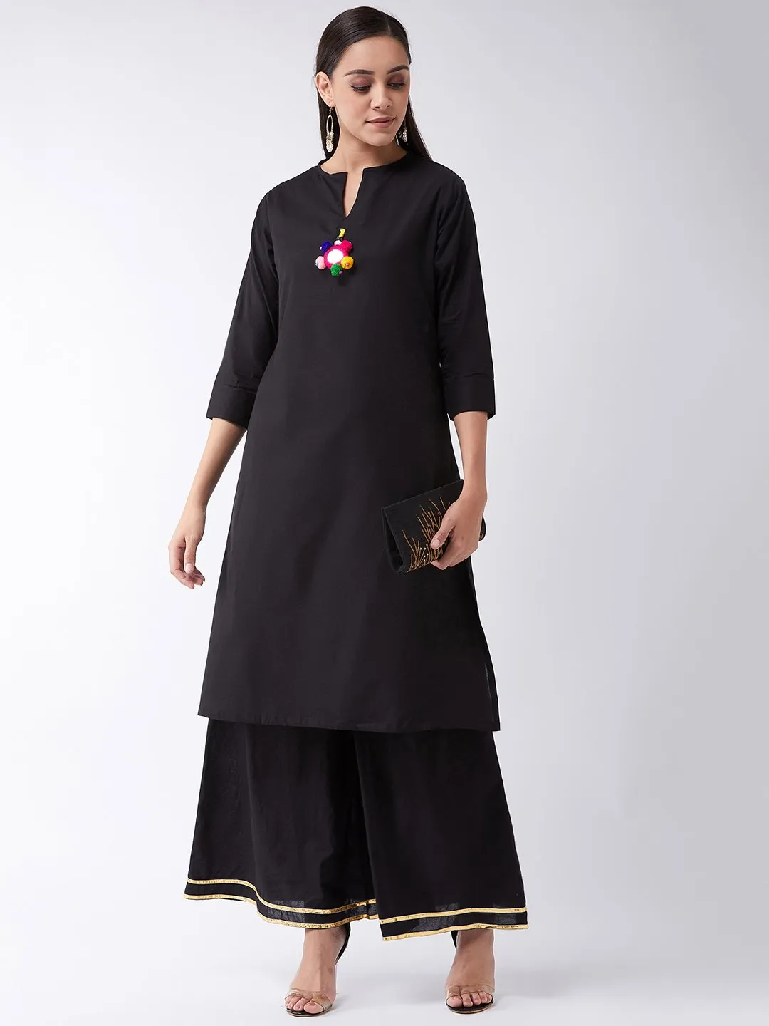 Black Kurta, Mirror Work Set