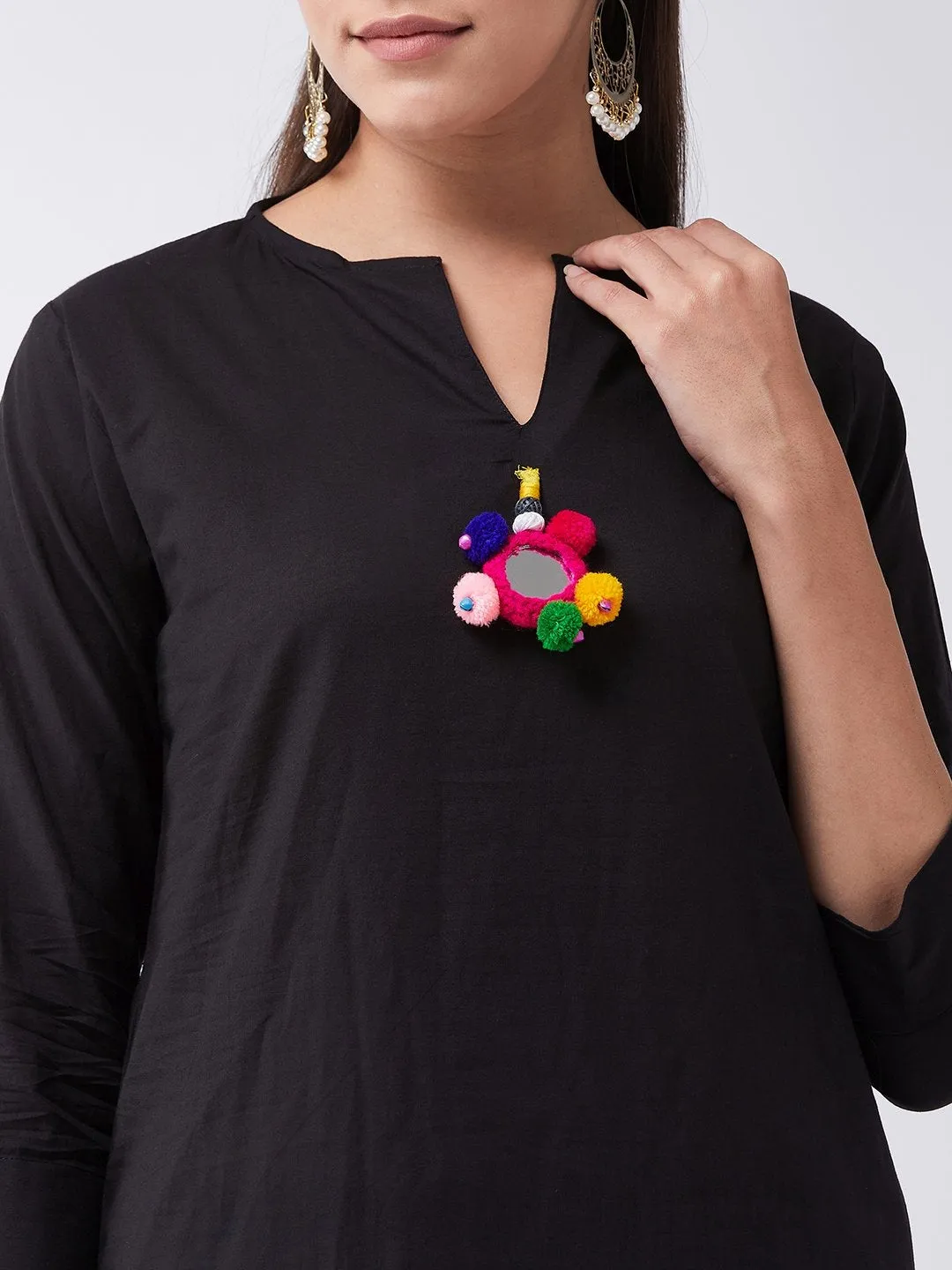 Black Kurta, Mirror Work Set