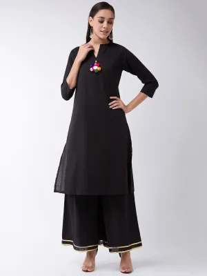 Black Kurta, Mirror Work Set