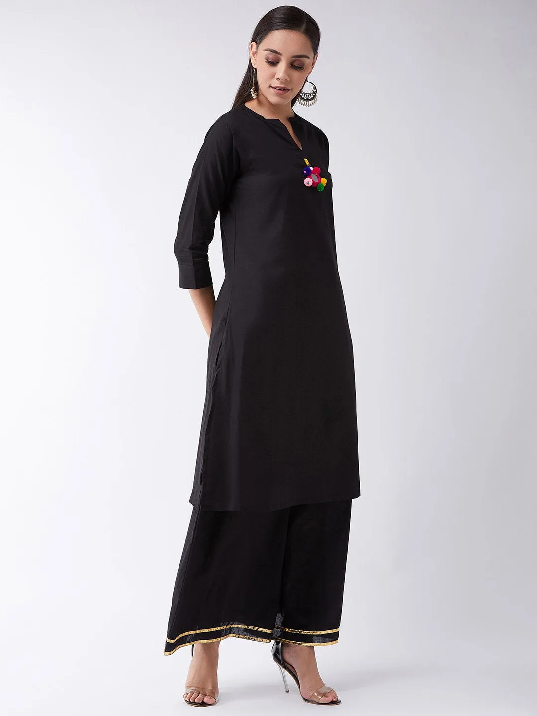 Black Kurta, Mirror Work Set