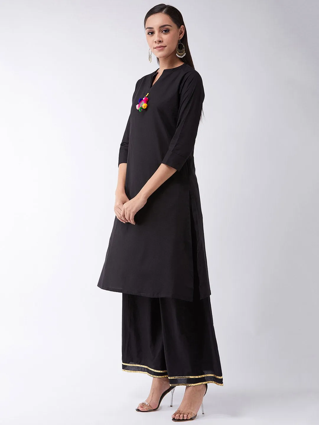 Black Kurta, Mirror Work Set