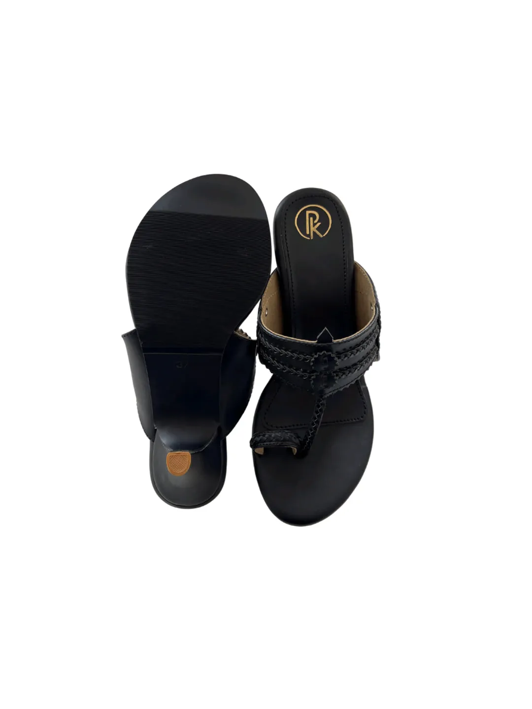 Black Plain Kolhapuri Heels
