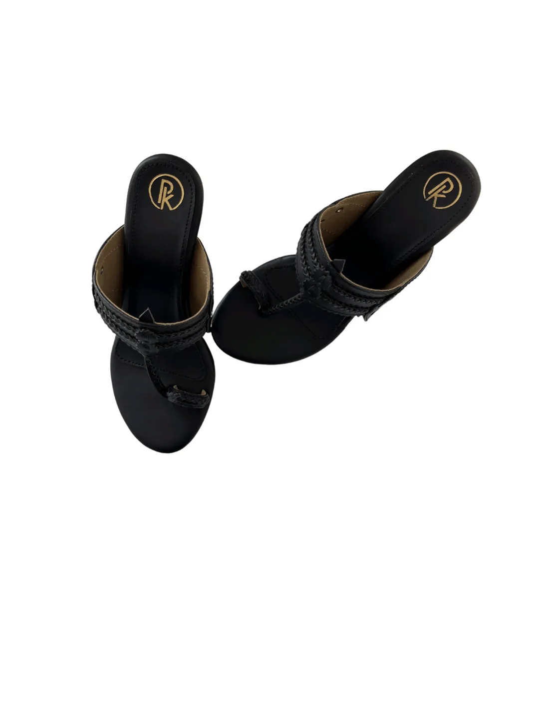 Black Plain Kolhapuri Heels