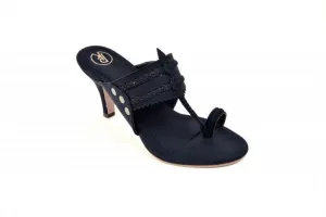 Black Plain Kolhapuri Heels