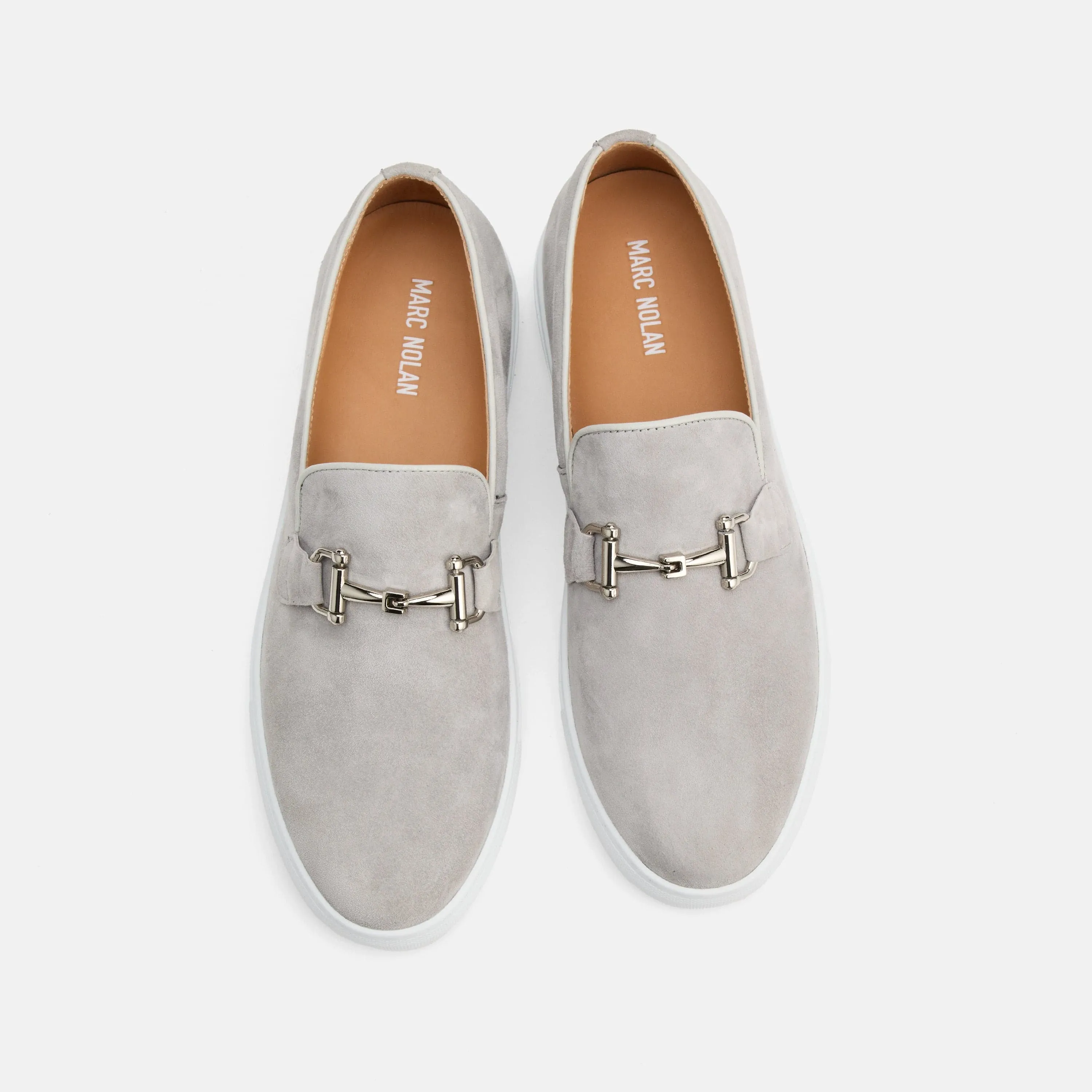 Boardwalk Light Grey Suede Horse-Bit Sneakers