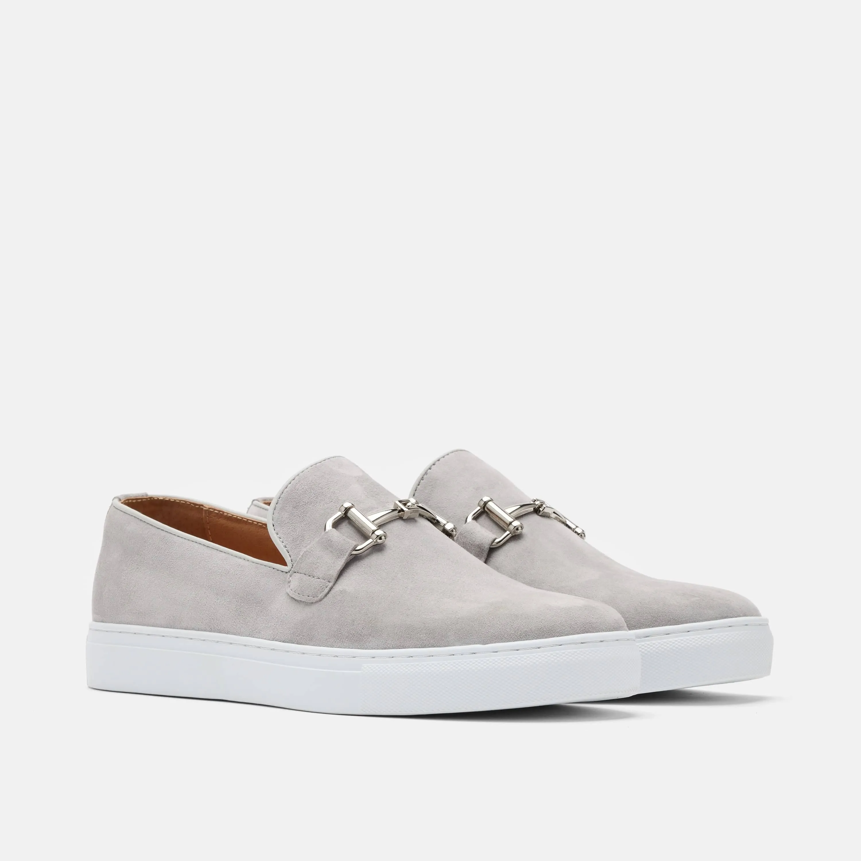 Boardwalk Light Grey Suede Horse-Bit Sneakers