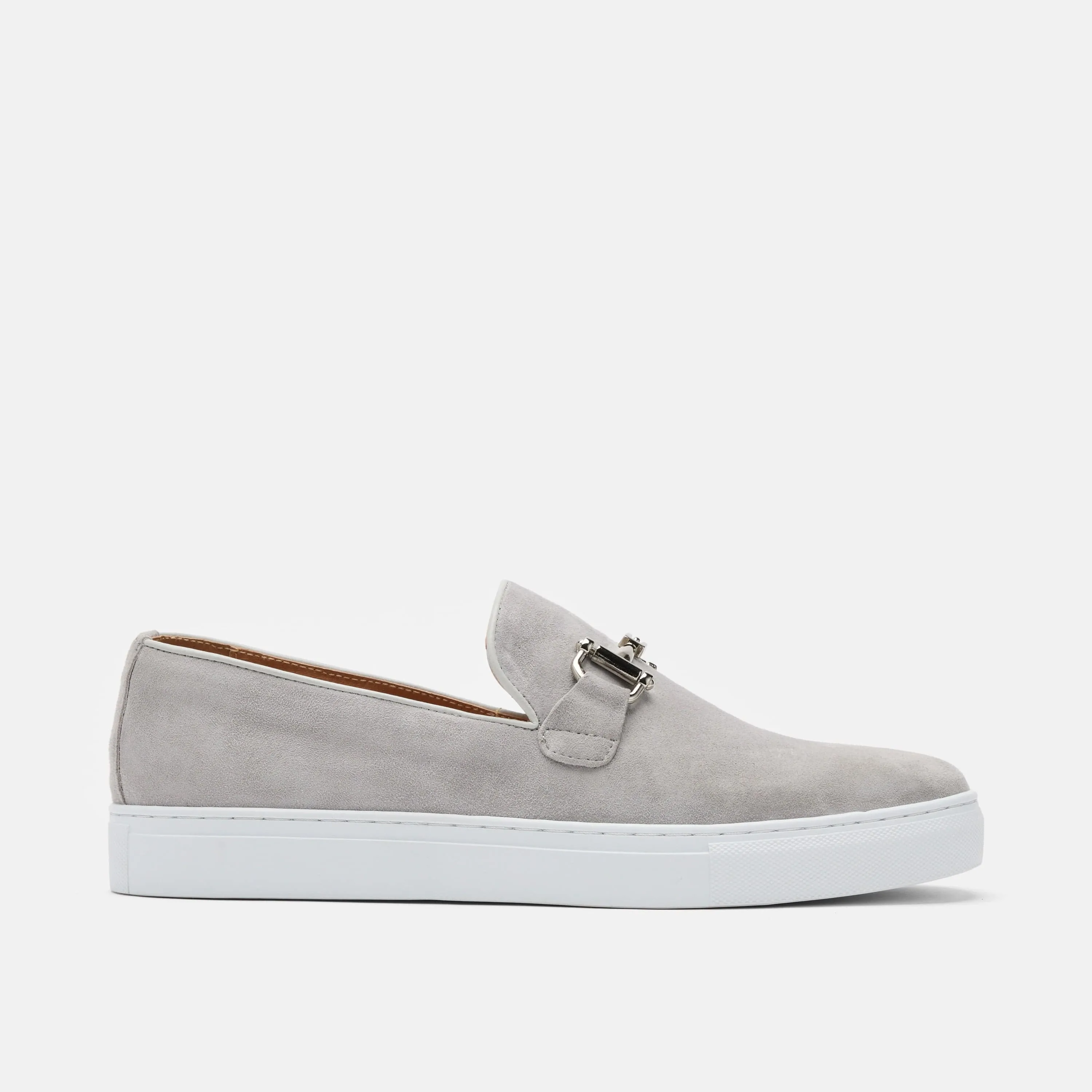 Boardwalk Light Grey Suede Horse-Bit Sneakers