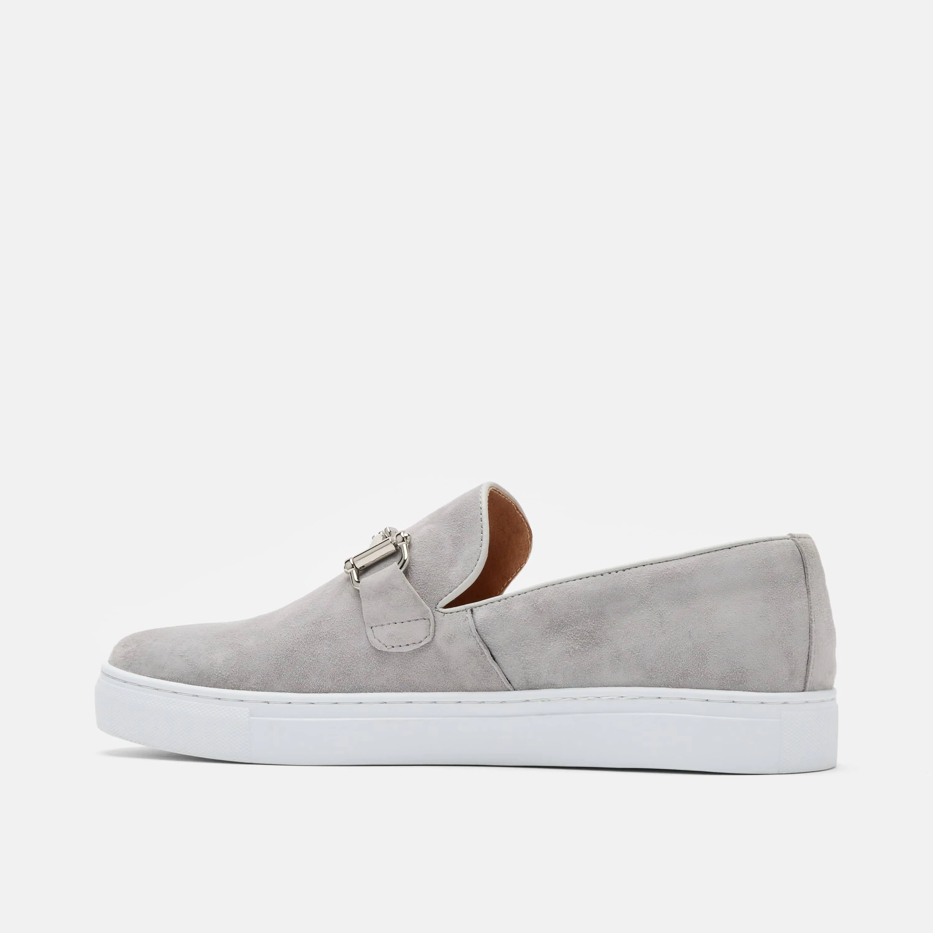 Boardwalk Light Grey Suede Horse-Bit Sneakers