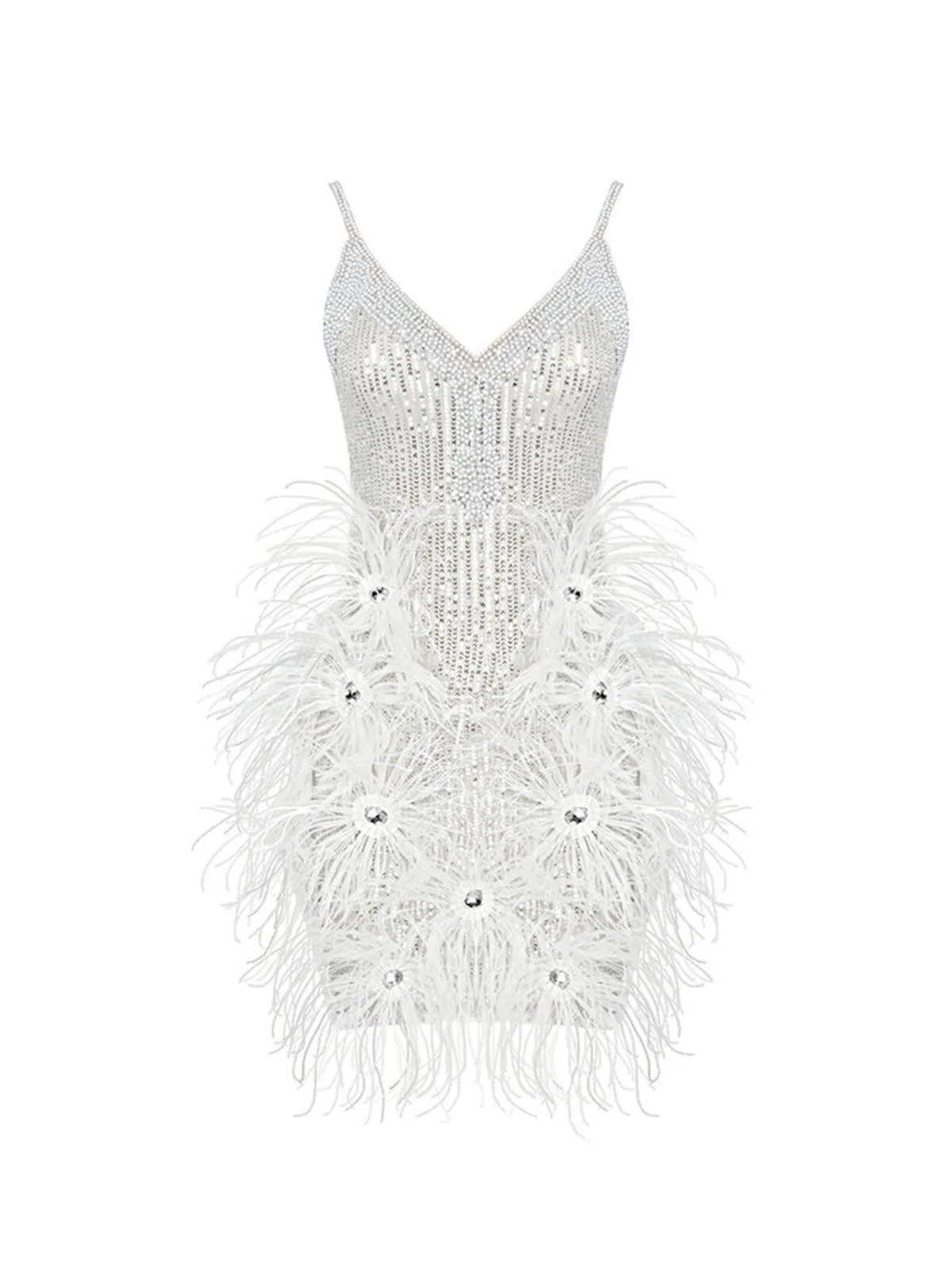 Bronte Pearl Sequin Feather Mini Dress