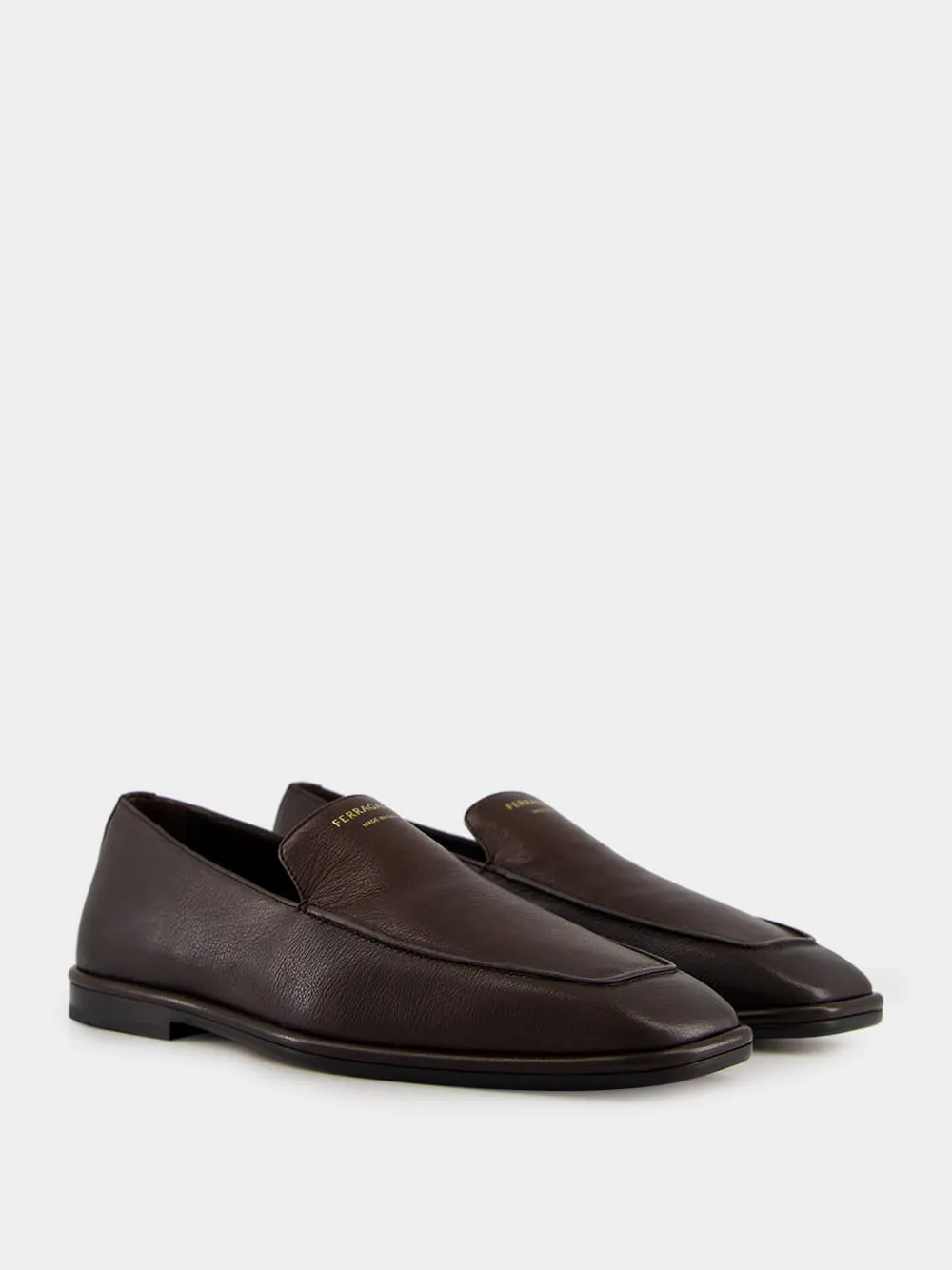 Brown Hammered Calfskin Loafers