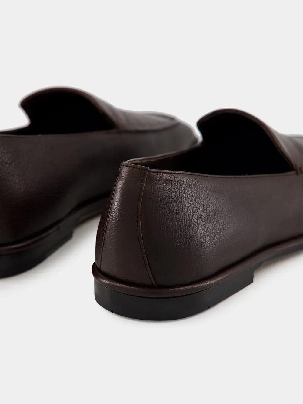 Brown Hammered Calfskin Loafers