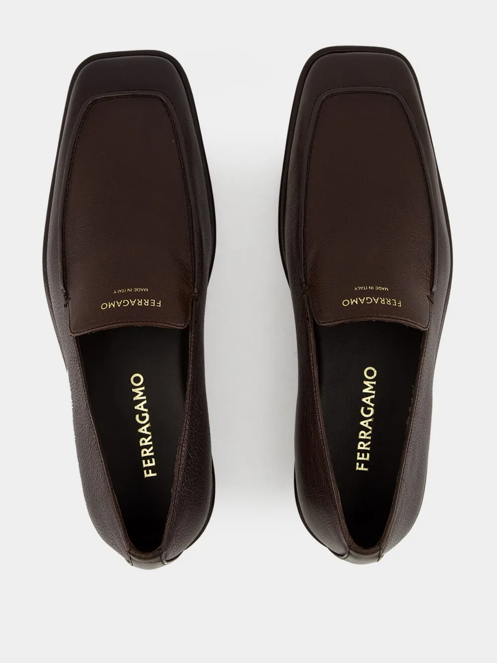 Brown Hammered Calfskin Loafers