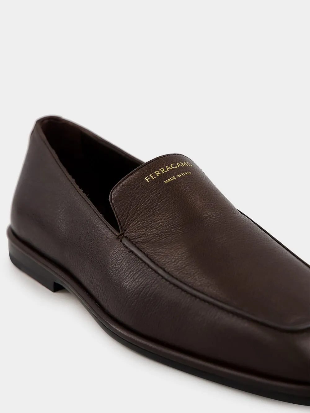 Brown Hammered Calfskin Loafers