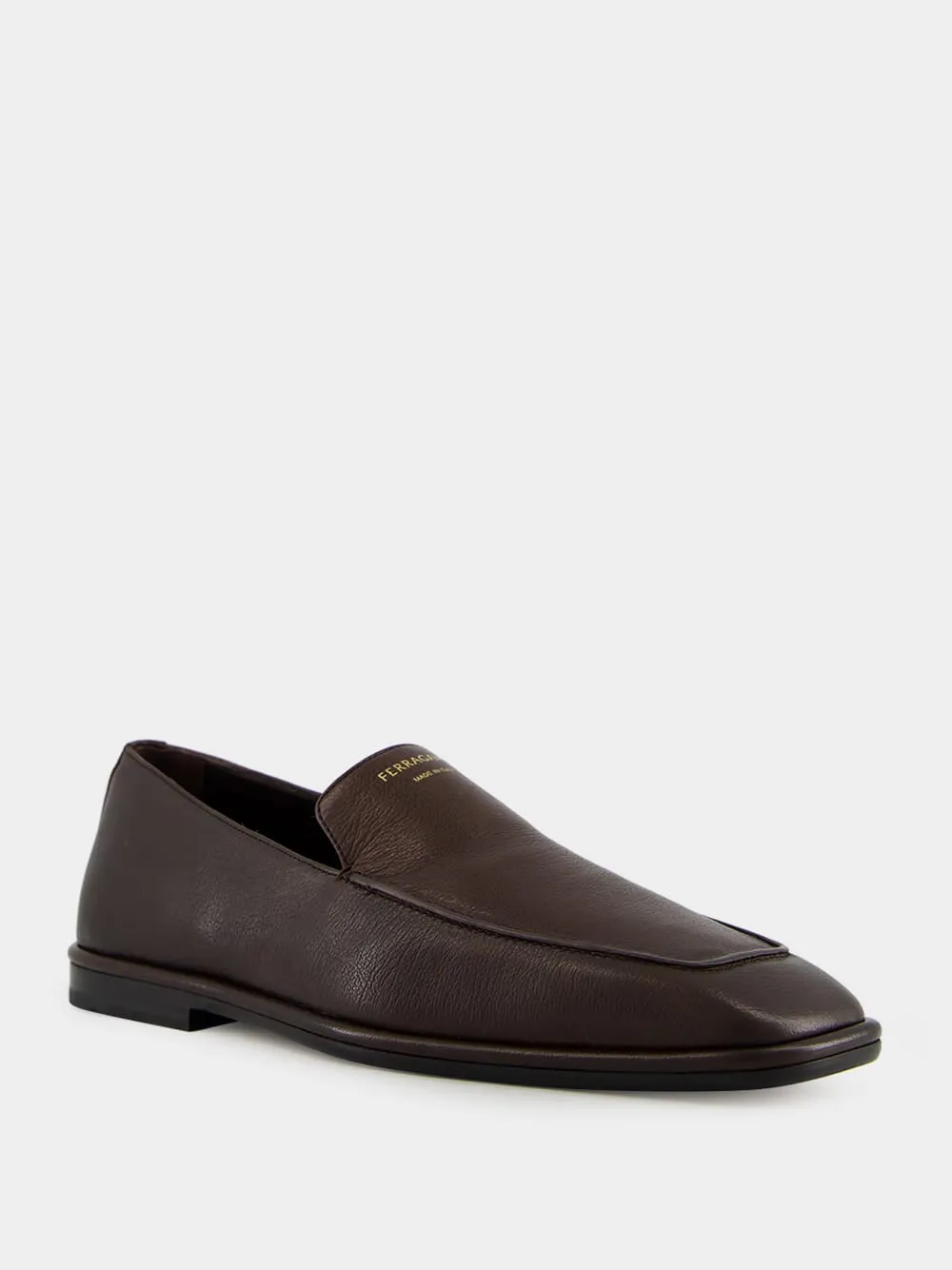 Brown Hammered Calfskin Loafers