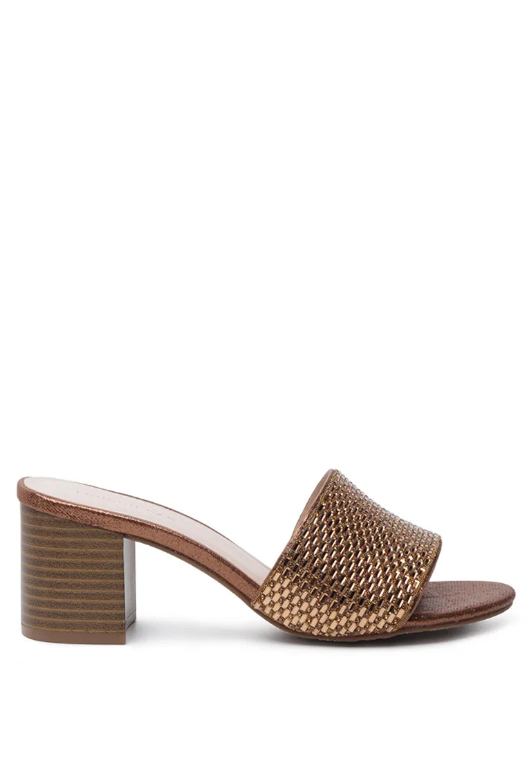 canisa metallic block heeled sandals