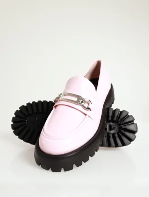 Cher Chunky Lug Sole Penny Loafer - Light Pink