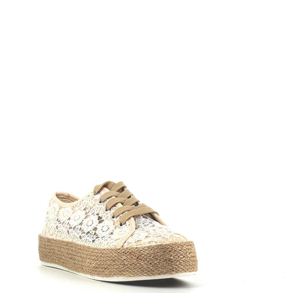 Cinders Edit Embroidered Trainer Beige