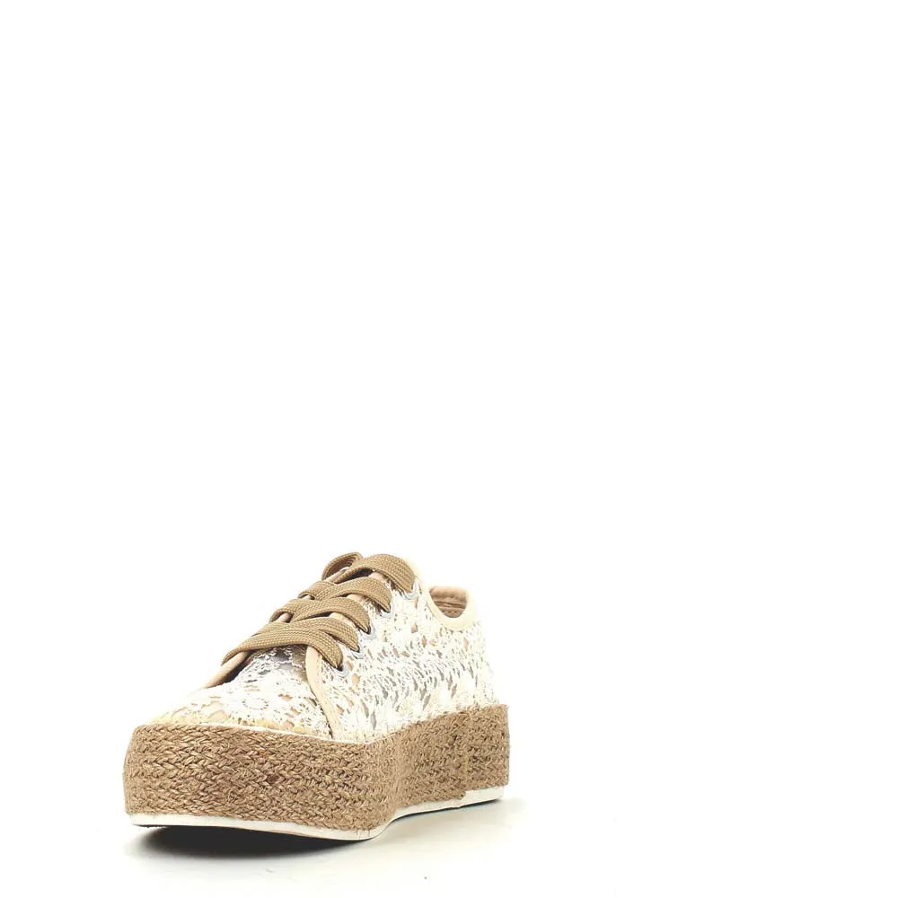 Cinders Edit Embroidered Trainer Beige