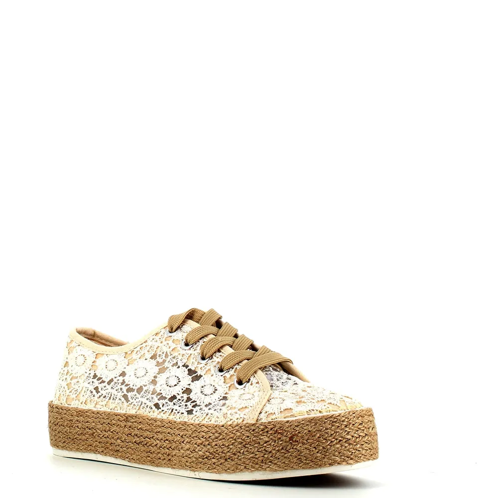 Cinders Edit Embroidered Trainer Beige
