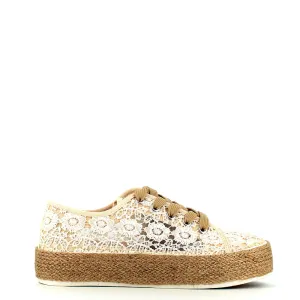 Cinders Edit Embroidered Trainer Beige