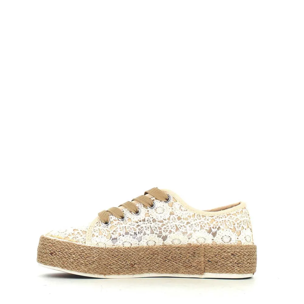 Cinders Edit Embroidered Trainer Beige