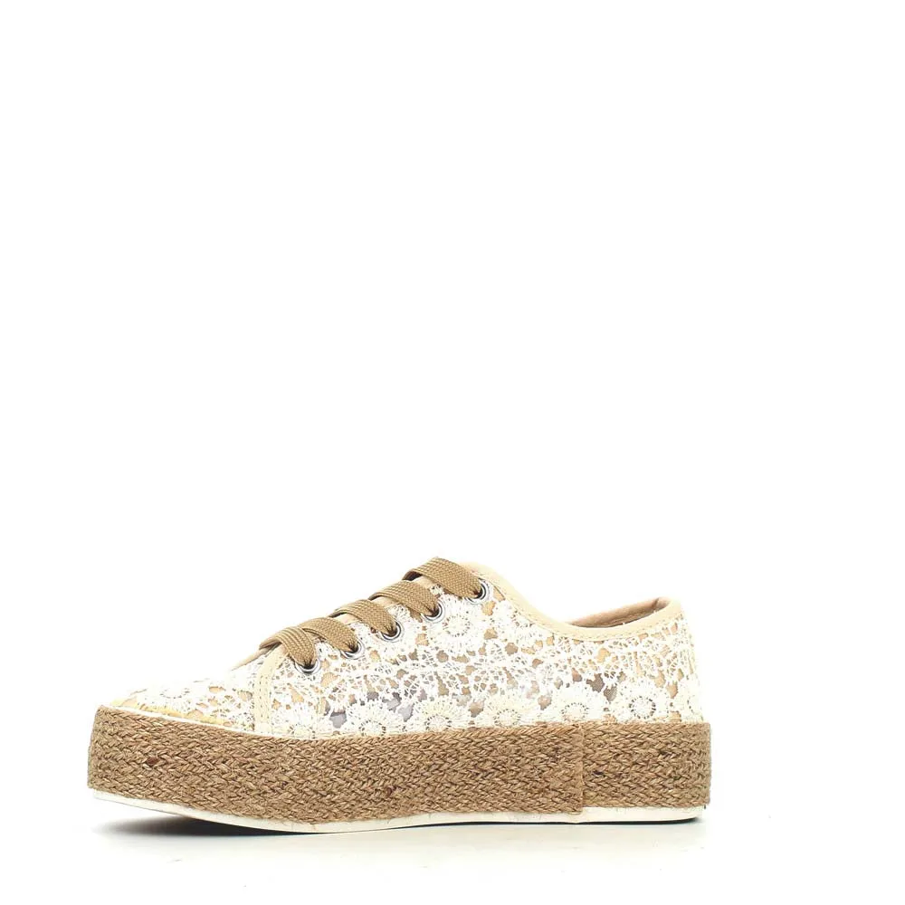 Cinders Edit Embroidered Trainer Beige