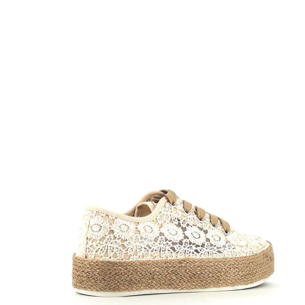 Cinders Edit Embroidered Trainer Beige
