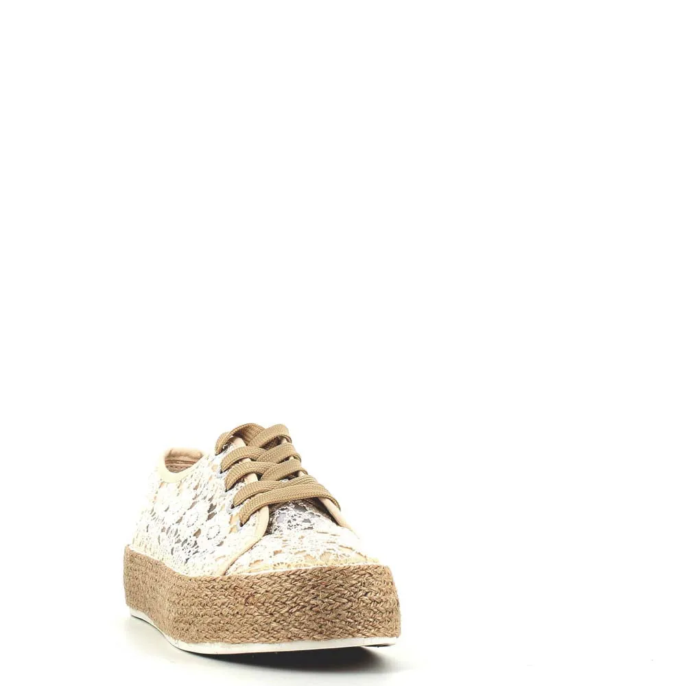 Cinders Edit Embroidered Trainer Beige
