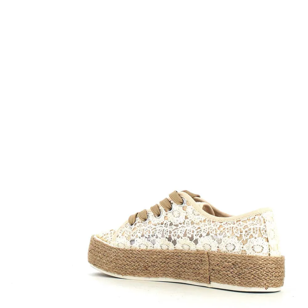 Cinders Edit Embroidered Trainer Beige