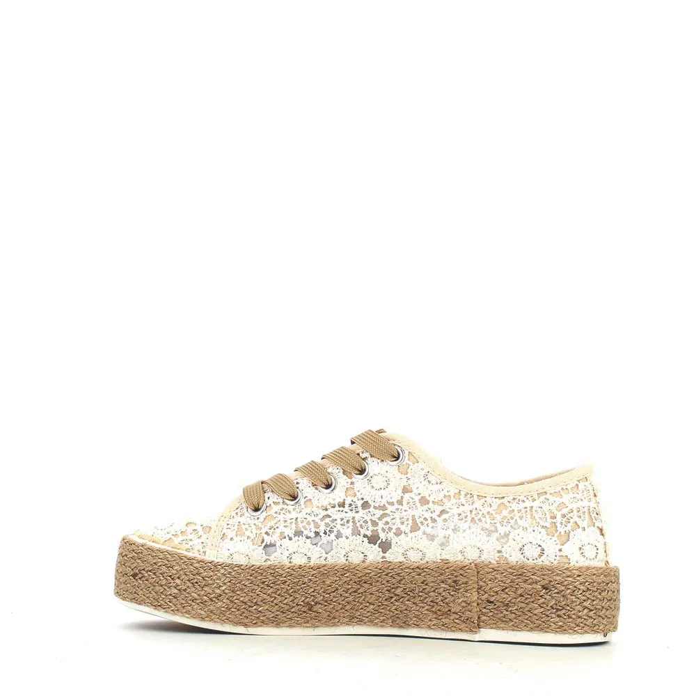 Cinders Edit Embroidered Trainer Beige